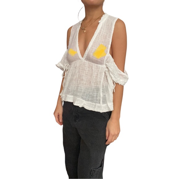 Free People One Flowy Empire Waist Top with Off the Shoulder Sleeves Size XS - Picture 2 of 13